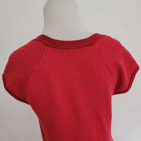 Nanette Lepore Knit Dress Geometric Red Fit Flare Scoop Neck Women Large - Picture 7 of 12
